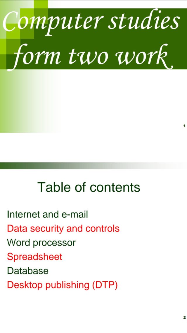 Free Computer Studies notes, schemes, lesson plans, KCSE Past Papers, Termly Examinations, revision materials and marking schemes. Free Computer Studies notes, schemes, lesson plans, KCSE Past Papers, Termly Examinations, revision materials and marking schemes.