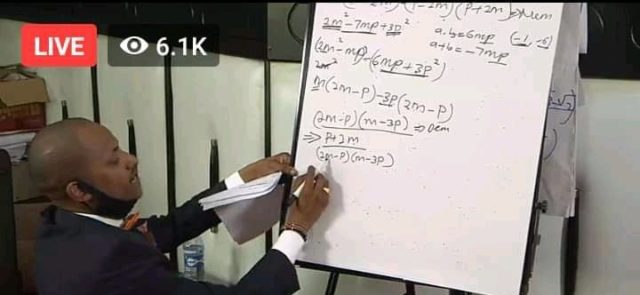 Embakasi East MP Babu Owino during his Maths lesson on Facebook. He has promised to live stream more lessons in Mathematics and Chemistry in coming weeks. Embakasi East MP Babu Owino during his Maths lesson on Facebook. He has promised to live stream more lessons in Mathematics and Chemistry in coming weeks.